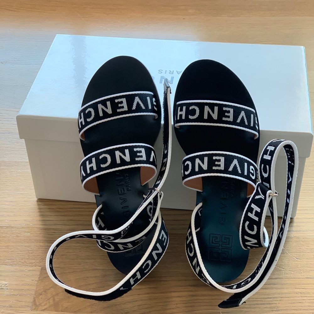 GIVENCHY 10MM STRAP LOGO GROS GRAIN SANDALS - Picture 7 of 15